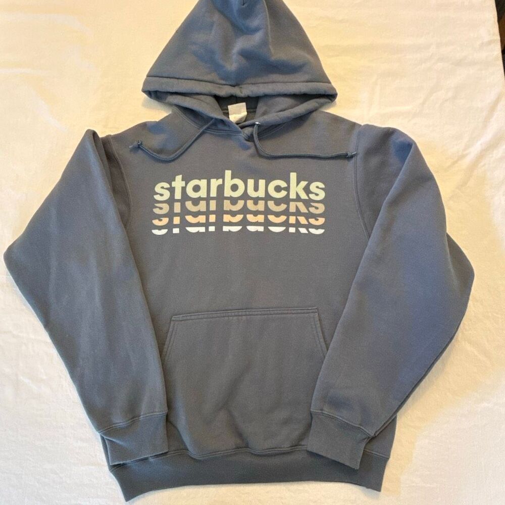 Starbucks | Wordmark Hoodie | Blue | Kangaroo Pocket | Adult Unisex Size Small |